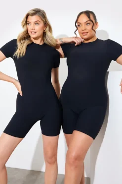 Discount In the Style Built-in Bra Short Sleeve Sculpt and Control Short Unitard
