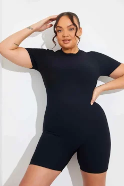 Discount In the Style Built-in Bra Short Sleeve Sculpt and Control Short Unitard