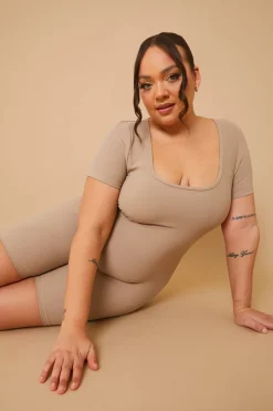 Fits Built-In Bra Short Sleeve Sculpt and Control Short Unitard