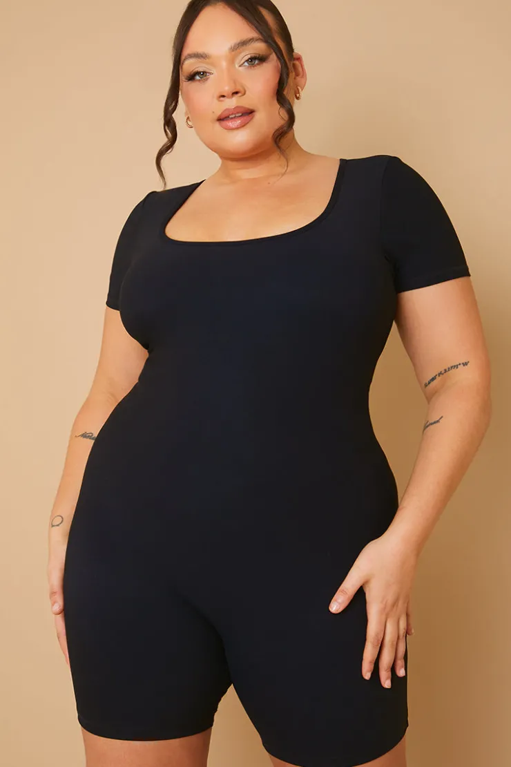 Fits Built-In Bra Short Sleeve Sculpt and Control Short Unitard