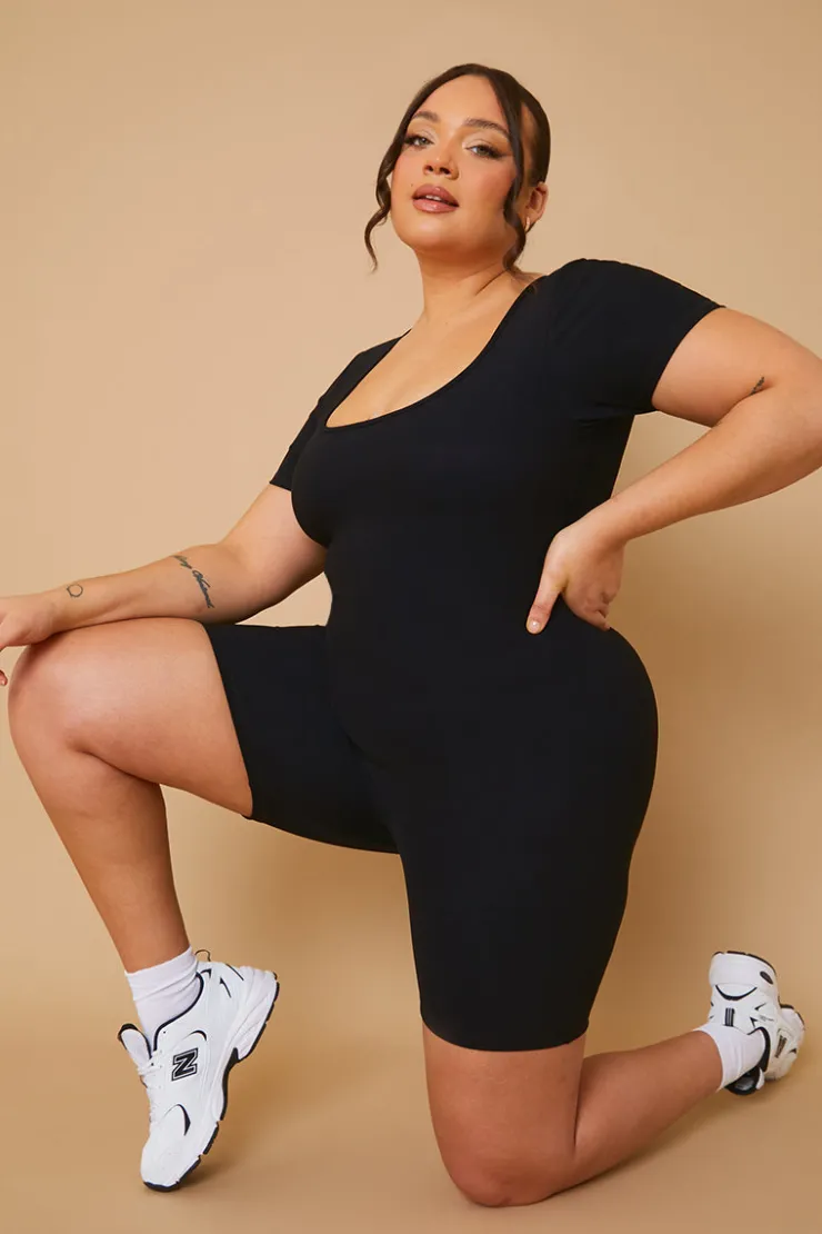 Fits Built-In Bra Short Sleeve Sculpt and Control Short Unitard