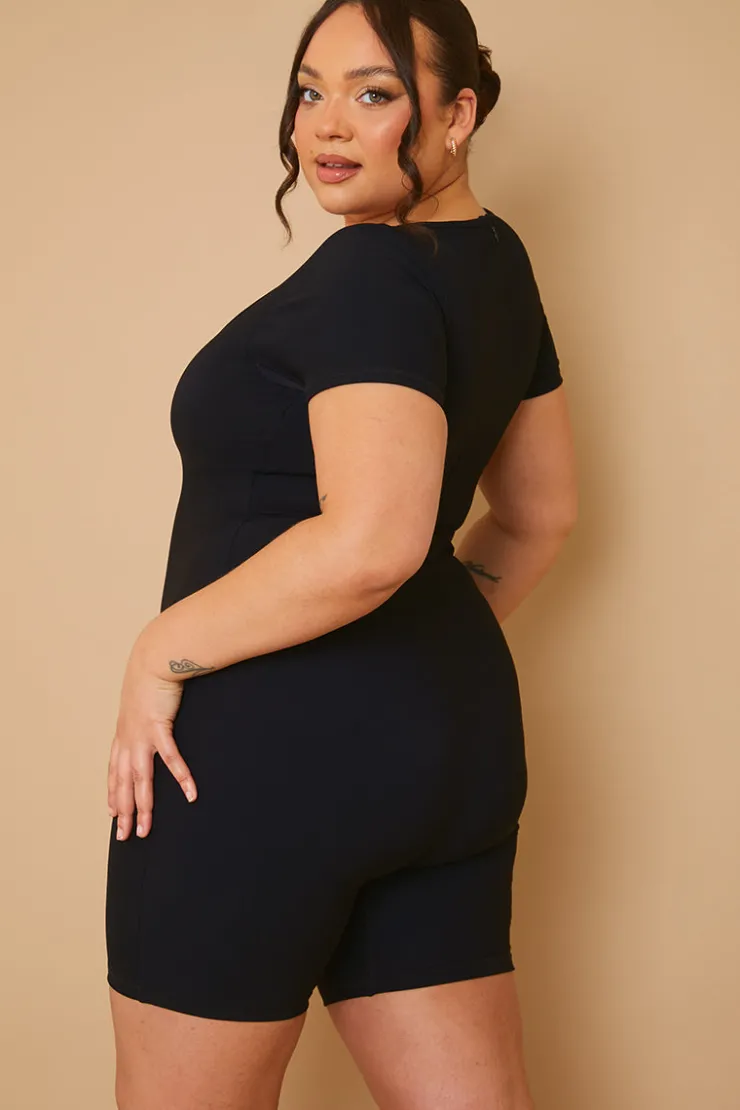 Fits Built-In Bra Short Sleeve Sculpt and Control Short Unitard
