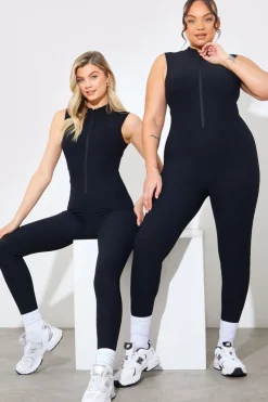 Discount In the Style Built-In Bra Zip Front Sculpt and Control Unitard