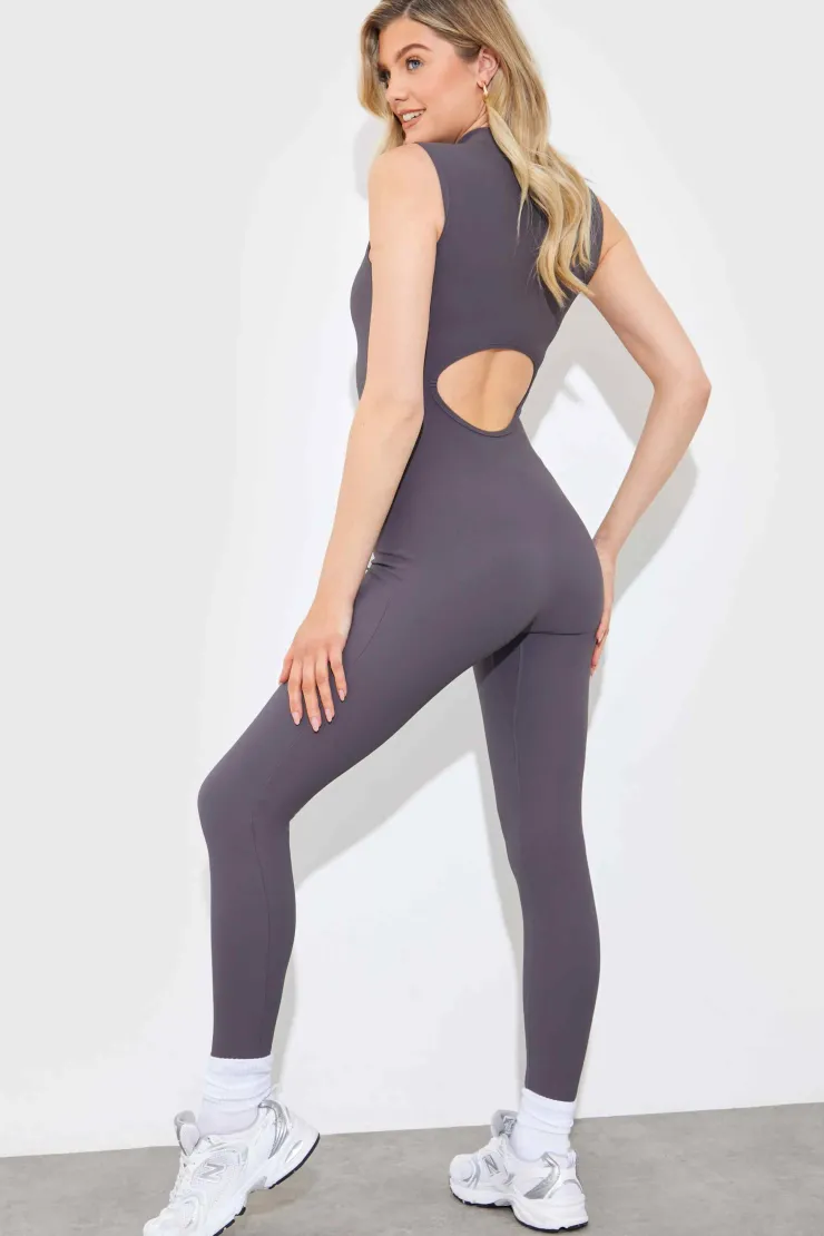 Discount In the Style Built-In Bra Zip Front Sculpt and Control Unitard