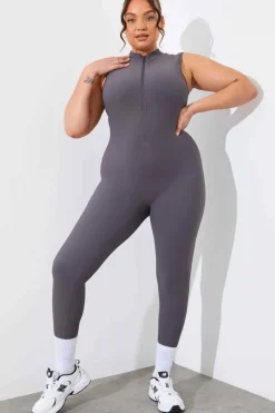 Discount In the Style Built-In Bra Zip Front Sculpt and Control Unitard