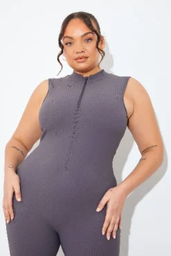 Discount In the Style Built-In Bra Zip Front Sculpt and Control Unitard
