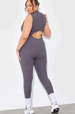 Discount In the Style Built-In Bra Zip Front Sculpt and Control Unitard