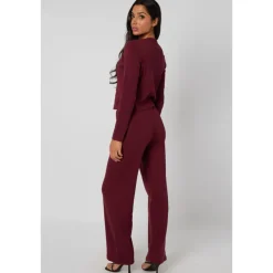 New Urban Bliss Burgundy Long Sleeved Button Front Top