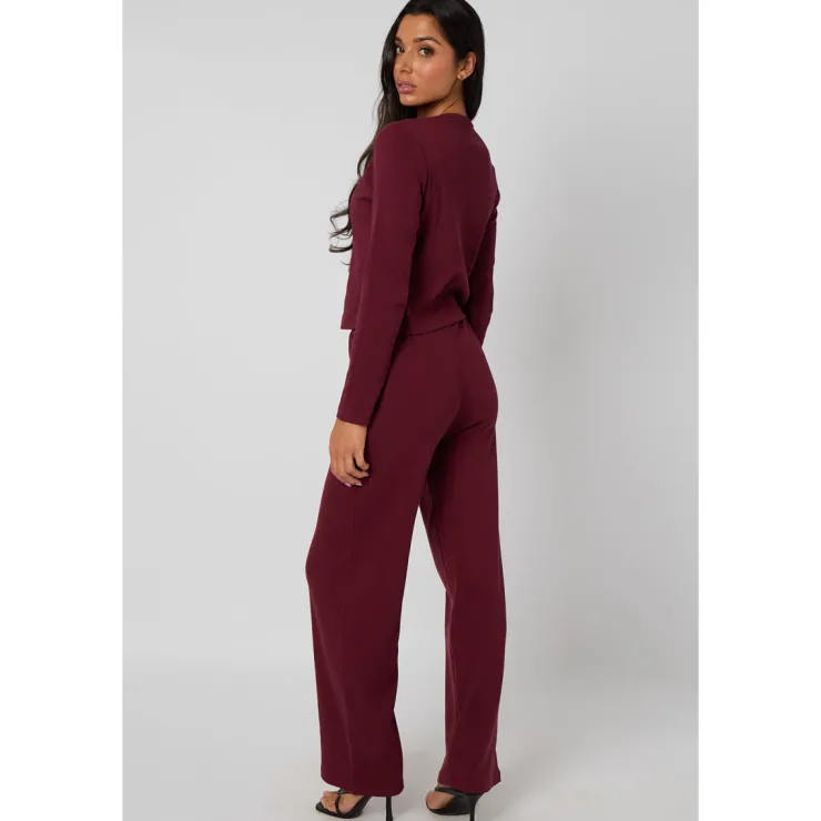 New Urban Bliss Burgundy Long Sleeved Button Front Top