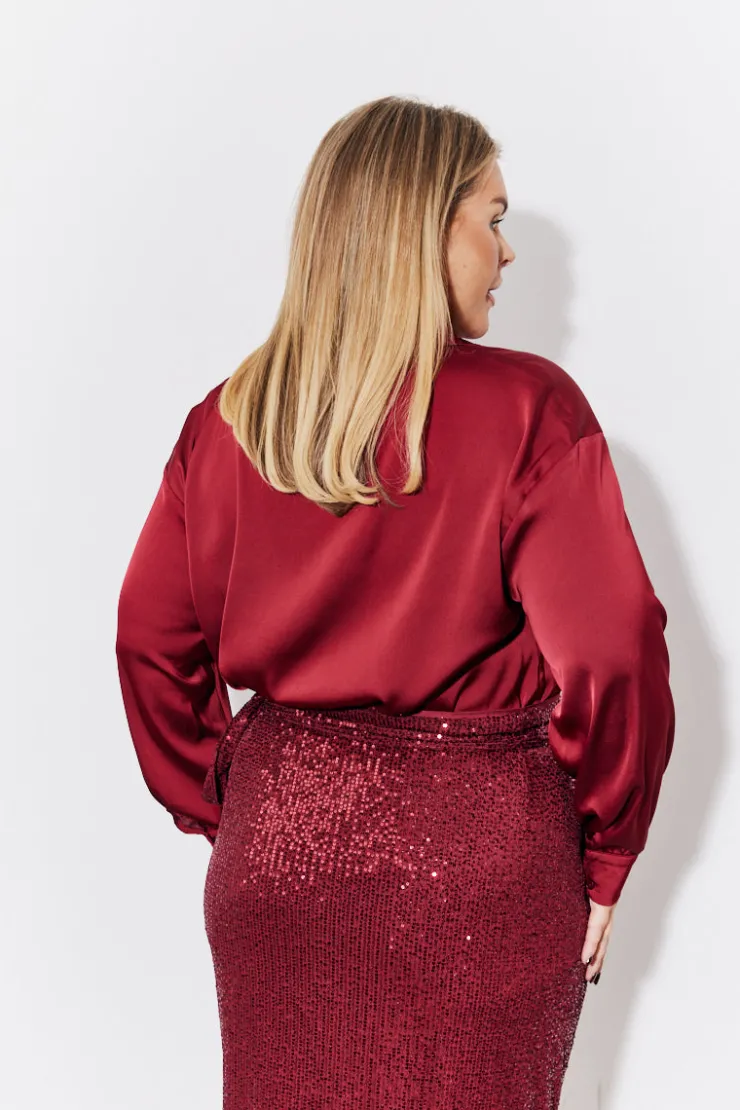 Best In the Style Satin Shirt Burgundy