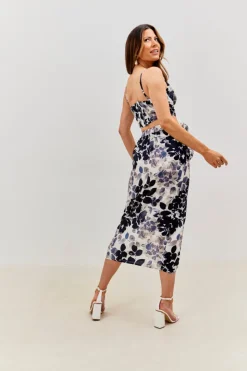 Clearance In the Style Button Through Corset Co-Ord Crop Top Print