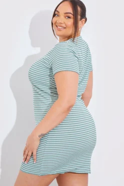 New In the Style Cap Sleeve Reversible Mini Dress Sage
