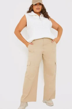 Online In The Style Cargo Trousers With Pocket Details Stone