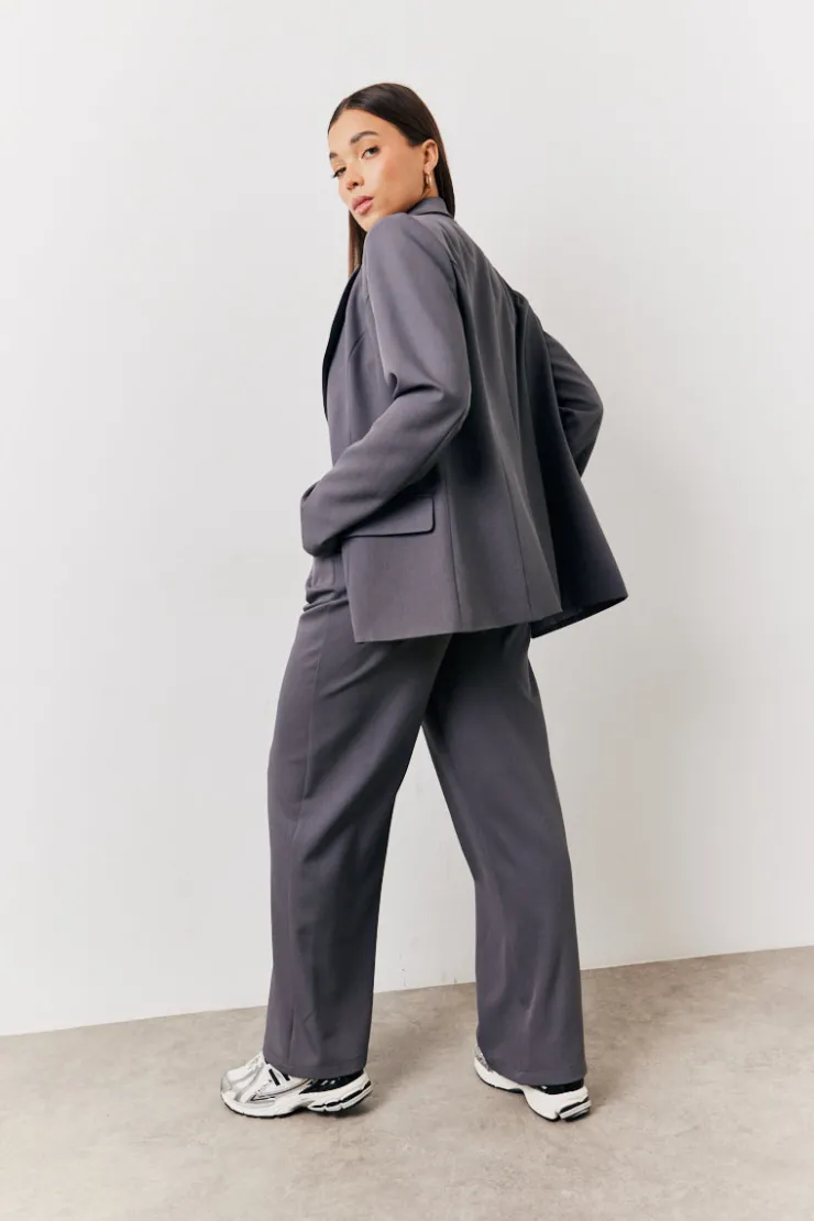 New In The Style Elastic Waist Back Trouser Charcoal