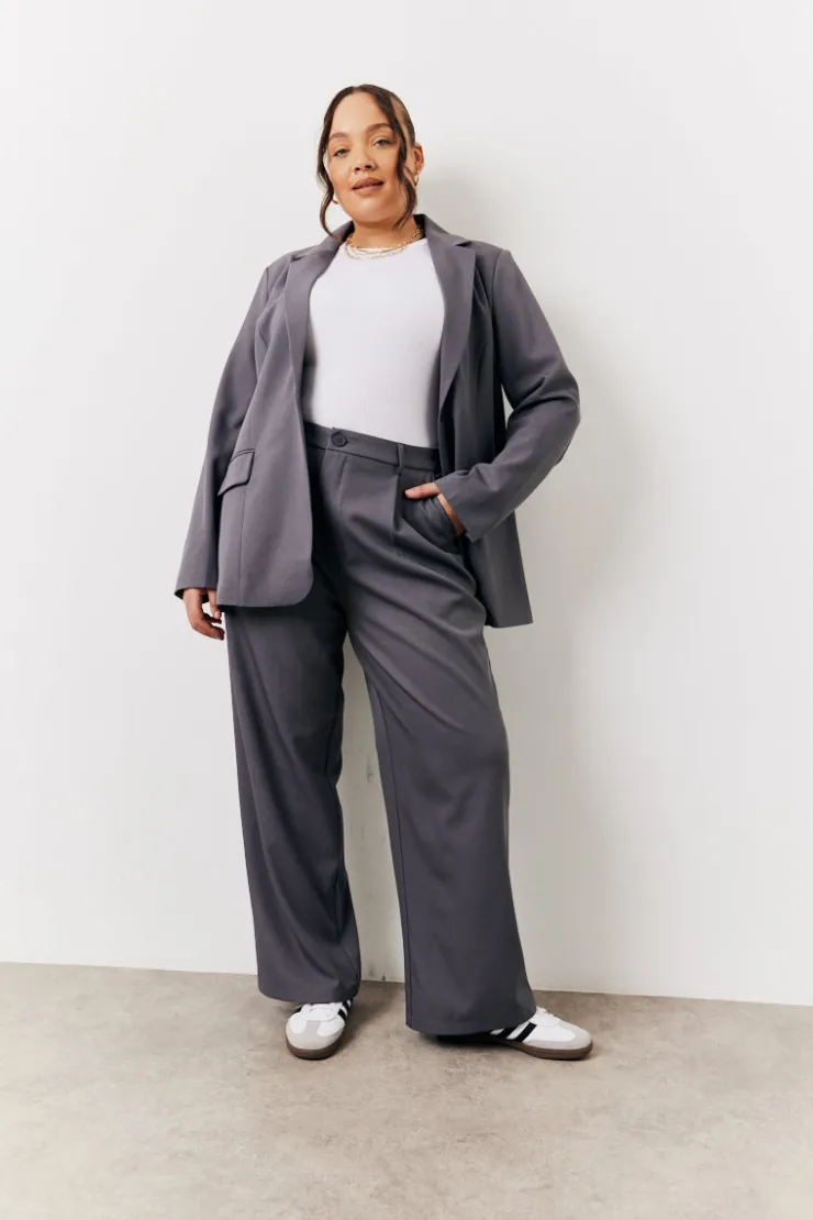New In The Style Elastic Waist Back Trouser Charcoal