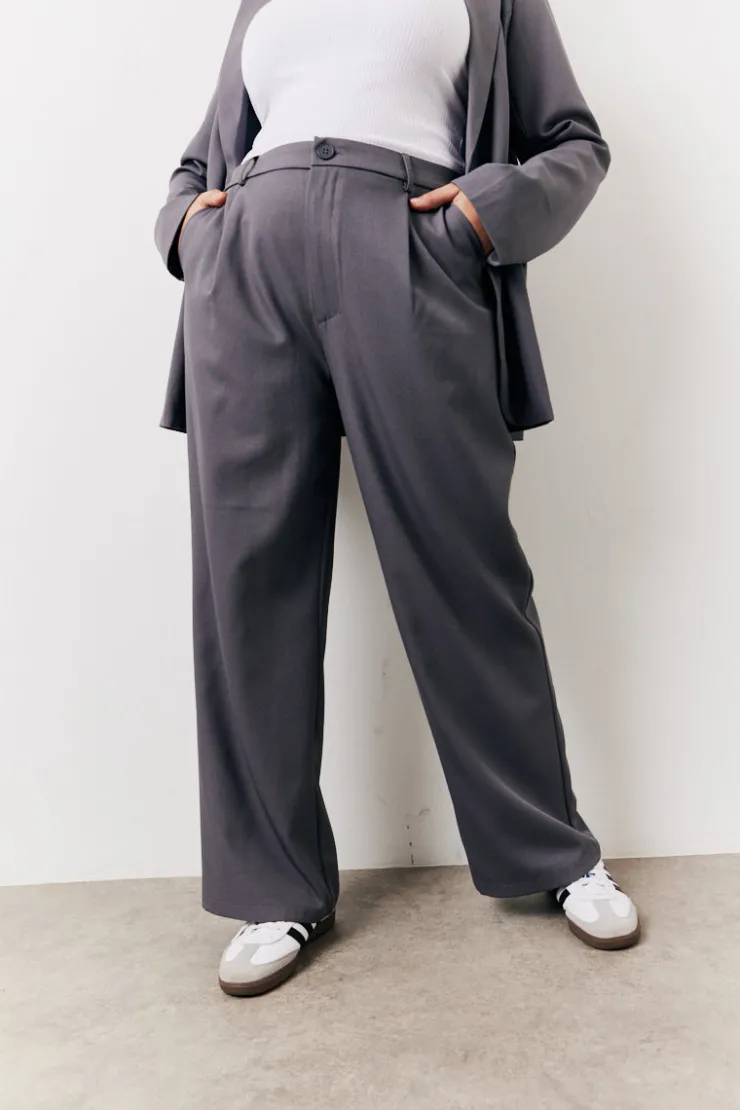 New In The Style Elastic Waist Back Trouser Charcoal