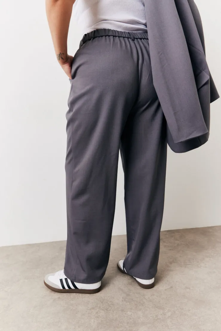 New In The Style Elastic Waist Back Trouser Charcoal
