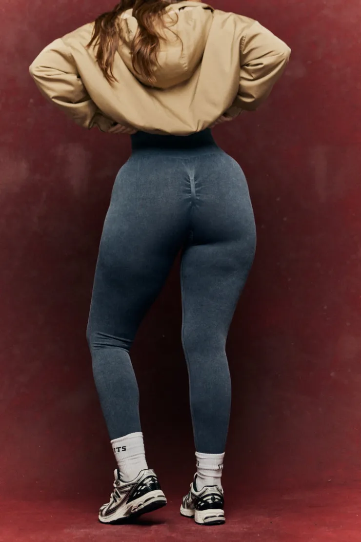 New Fits Charcoal Grey Seamless High Waist Bum Boosting Leggings Washed charcoal