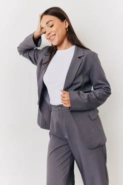Clearance In The Style Relaxed Pocket Detail Blazer Charcoal
