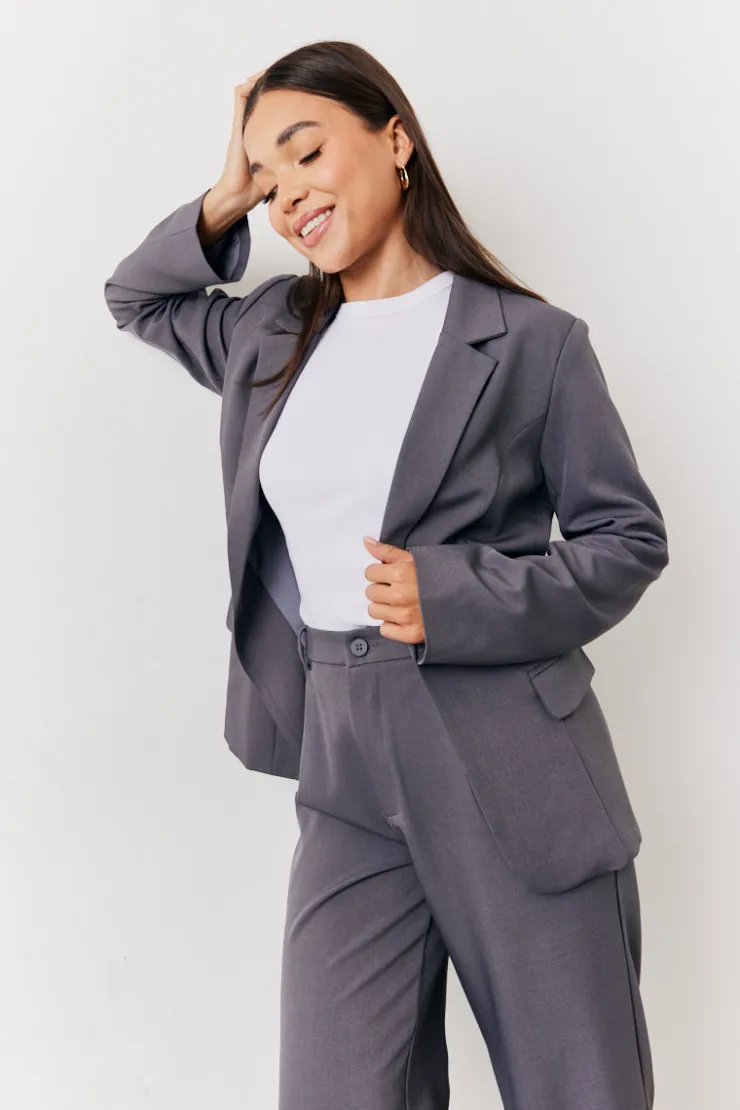 Clearance In The Style Relaxed Pocket Detail Blazer Charcoal