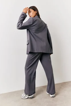 Clearance In The Style Relaxed Pocket Detail Blazer Charcoal