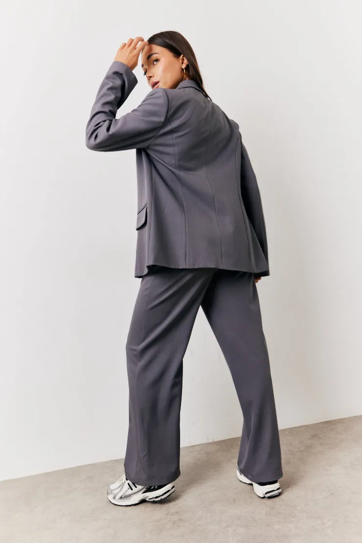 Clearance In The Style Relaxed Pocket Detail Blazer Charcoal