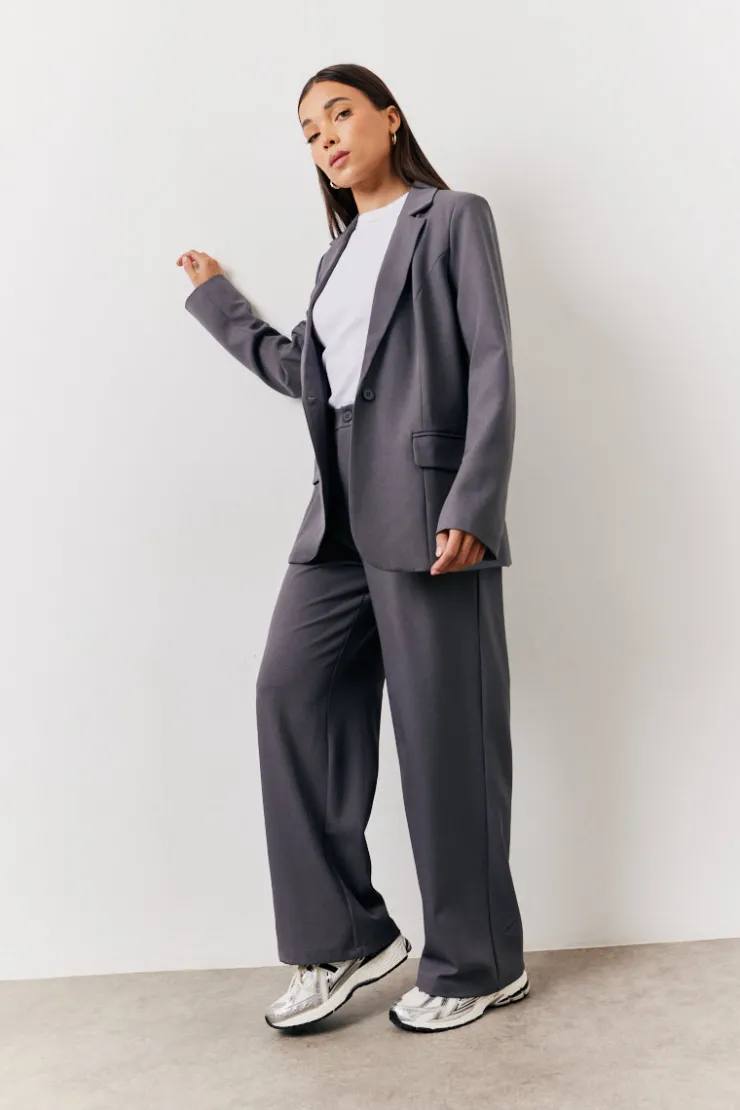 Clearance In The Style Relaxed Pocket Detail Blazer Charcoal