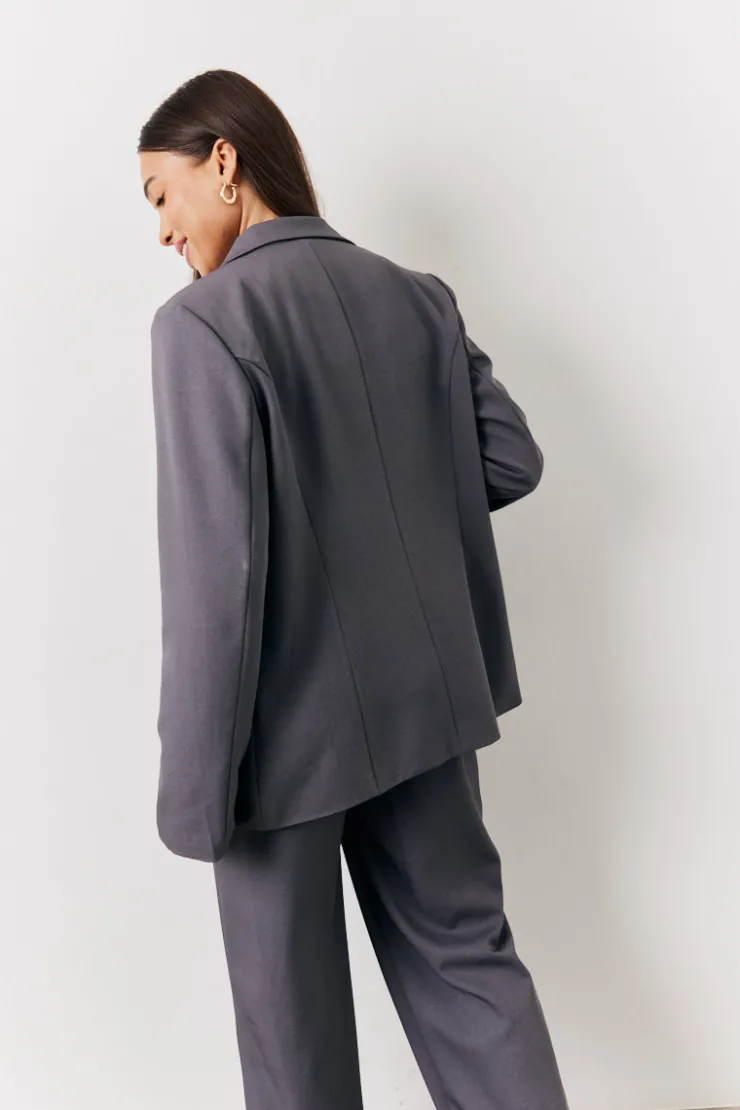 Clearance In The Style Relaxed Pocket Detail Blazer Charcoal