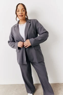 Clearance In The Style Relaxed Pocket Detail Blazer Charcoal