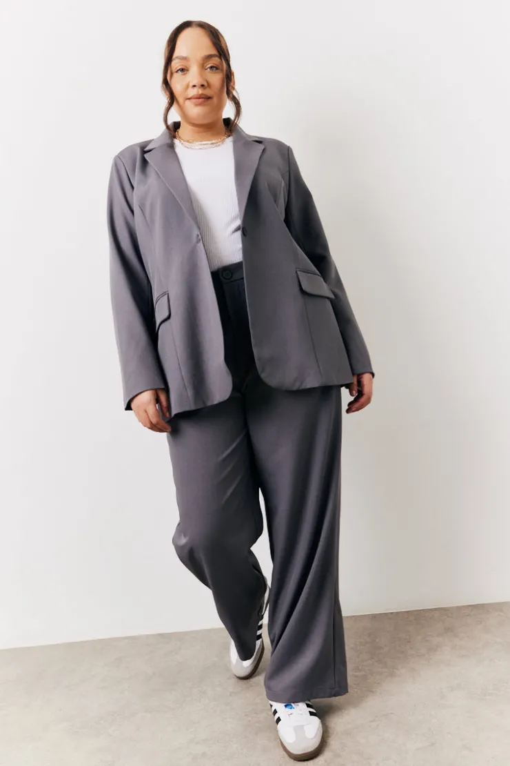 Clearance In The Style Relaxed Pocket Detail Blazer Charcoal