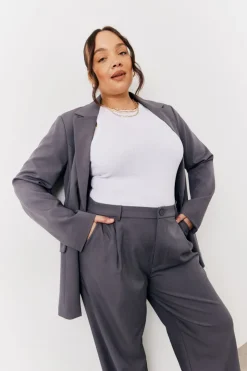 Clearance In The Style Relaxed Pocket Detail Blazer Charcoal