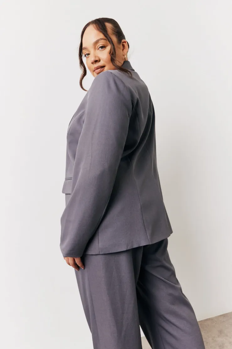 Clearance In The Style Relaxed Pocket Detail Blazer Charcoal