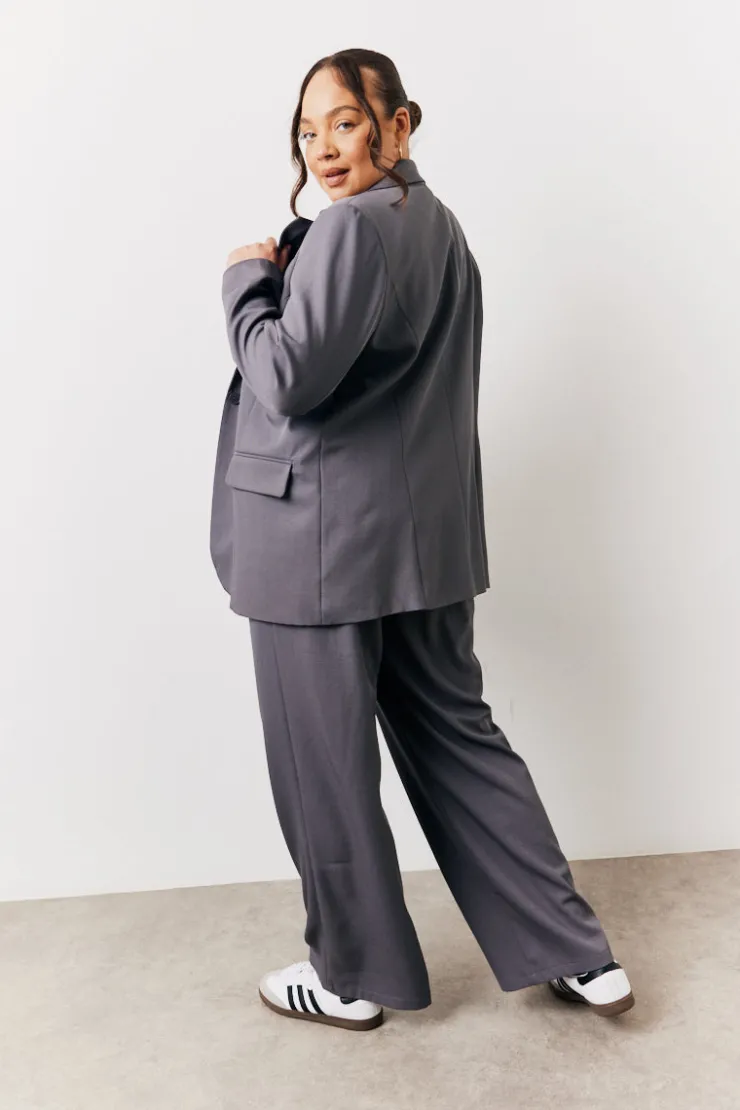Clearance In The Style Relaxed Pocket Detail Blazer Charcoal