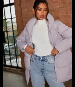 CHI CHI LONDON Padded Puffer Coat in Grey