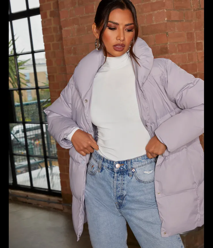 CHI CHI LONDON Padded Puffer Coat in Grey