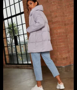 CHI CHI LONDON Padded Puffer Coat in Grey