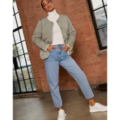 New CHI CHI LONDON Reversible Quilted Short Jacket in Cream and Khaki