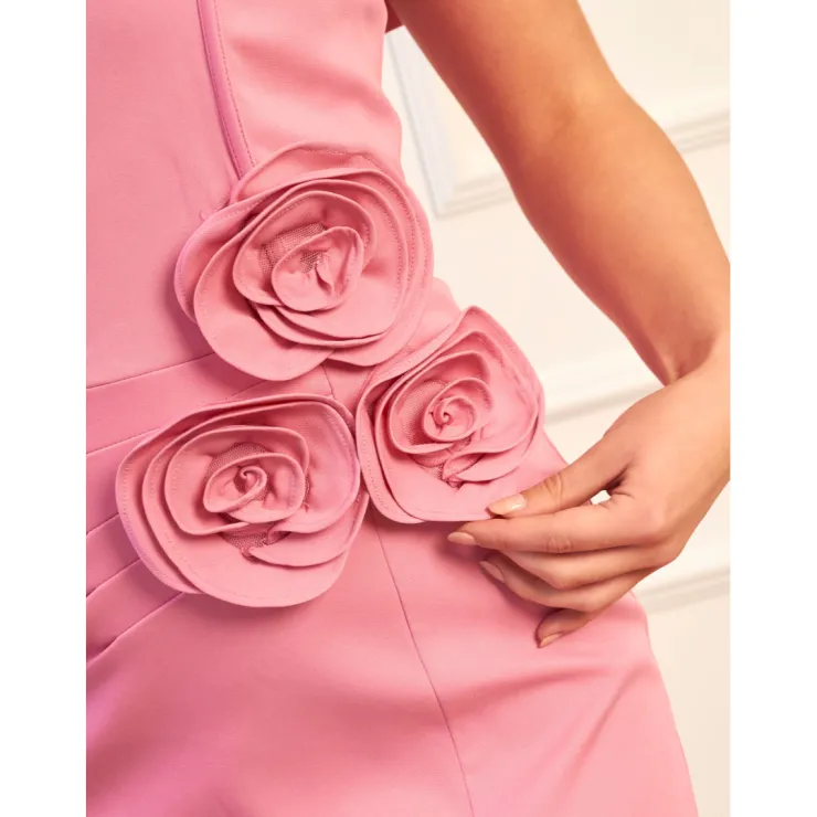 Discount CHI CHI LONDON Rosette Detail Bardot Midi Dress in Pink