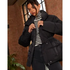 Best CHI CHI LONDON Shirred Waist Short Padded Jacket in Black