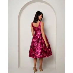 Hot CHI CHI LONDON Sleeveless Floral Fit and Flare Midi Dress in Purple