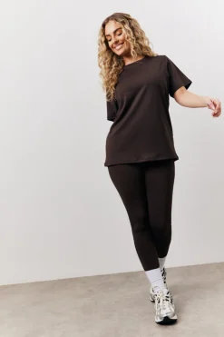 Discount In The Style Crew Neck Active Co-Ord T-Shirt Chocolate