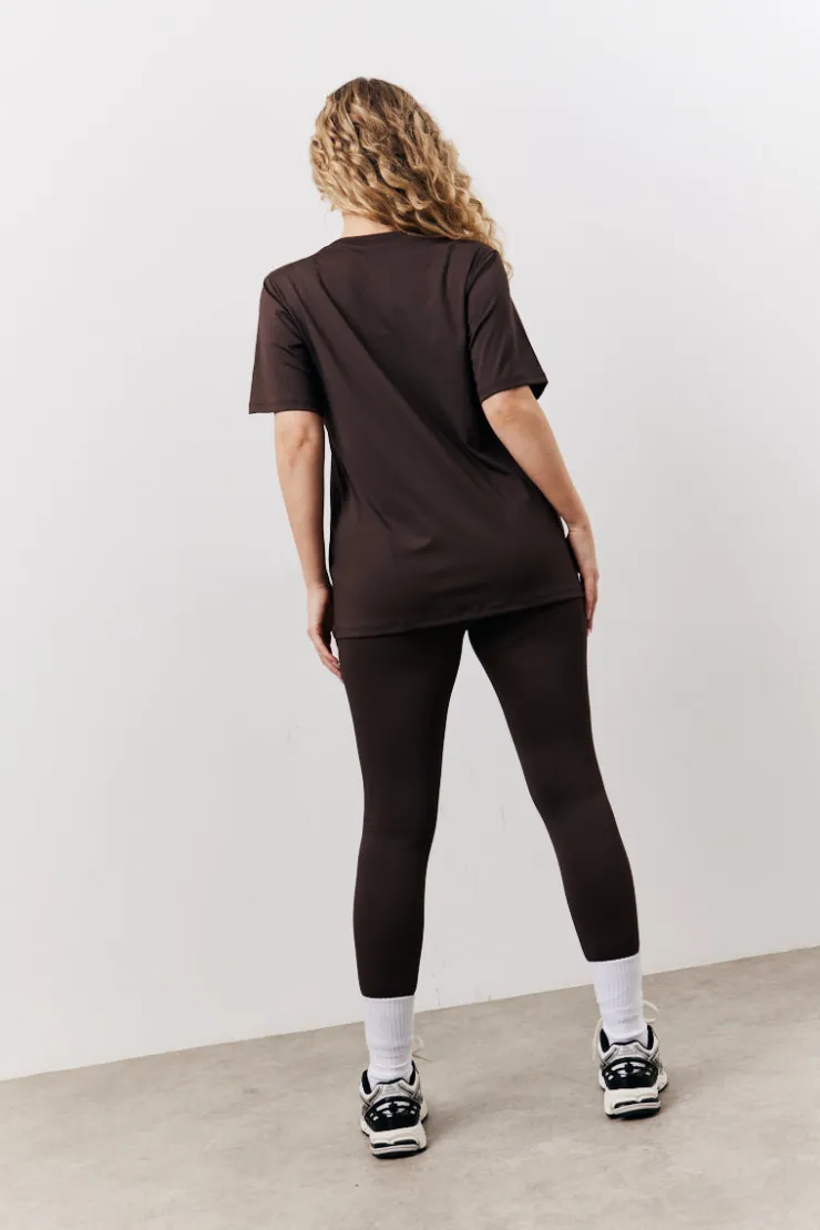 Discount In The Style Crew Neck Active Co-Ord T-Shirt Chocolate