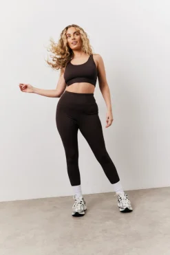 Online In The Style High Waisted Co-Ord Leggings Chocolate