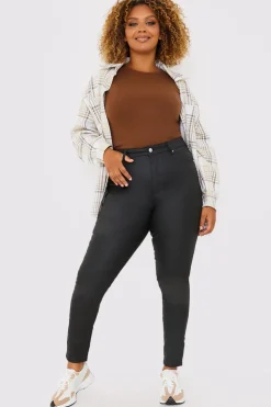 Best In the Style Coated High Waisted Jeans Black