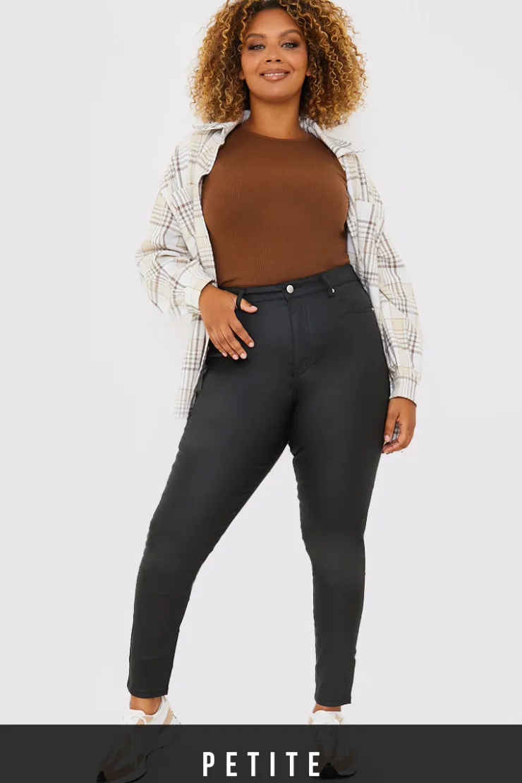 Best In the Style Coated High Waisted Jeans Black