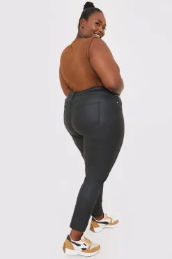 Best In the Style Coated High Waisted Jeans Black