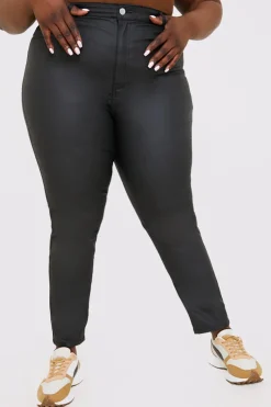 Best In the Style Coated High Waisted Jeans Black
