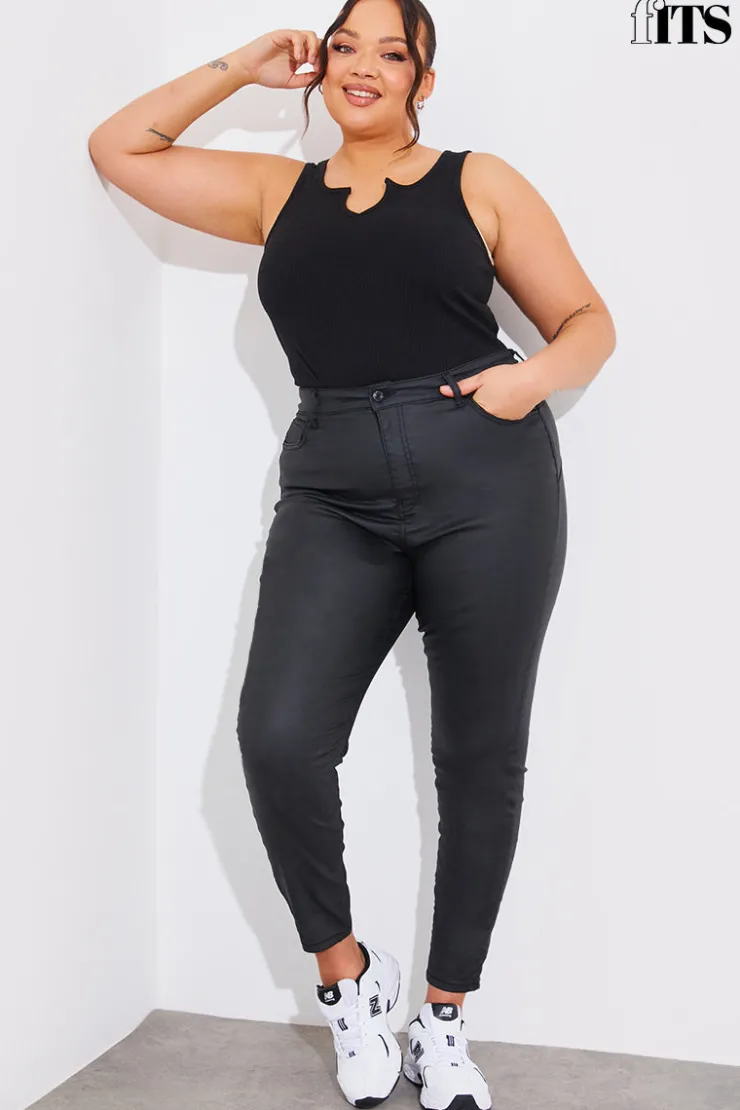 Hot Fits Coated Sculpt Shaper Jeans Black