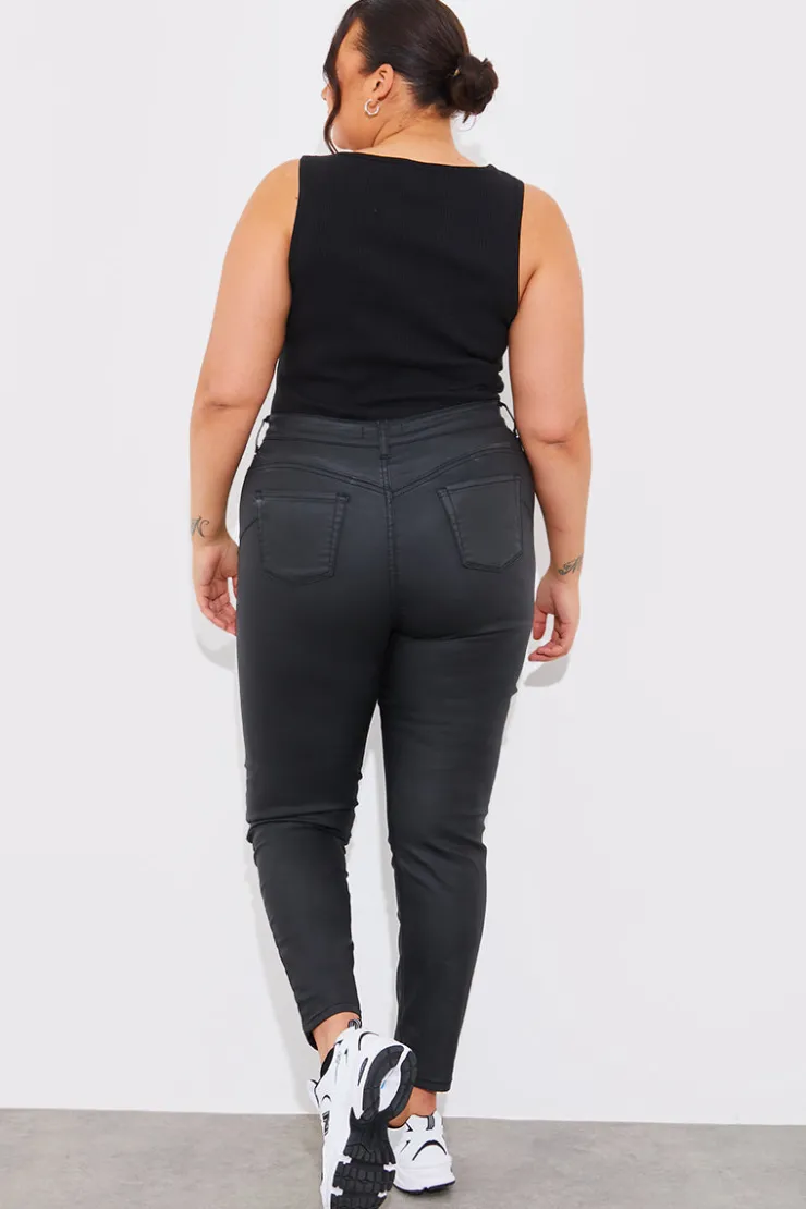 Hot Fits Coated Sculpt Shaper Jeans Black