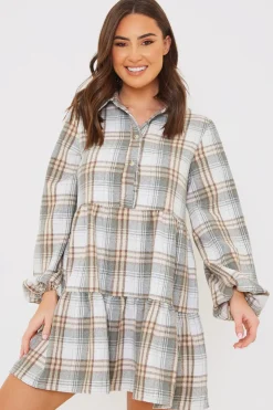 Best In the Style Collared Smock Dress Grey